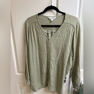 Sage green v-neck blouse